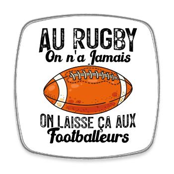 Au Rugby On N'a Jamais Humour Cadeau Rugby - Magnet carré - blanc - Devant