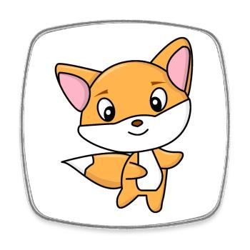 Renard - Magnet carré - blanc - Devant