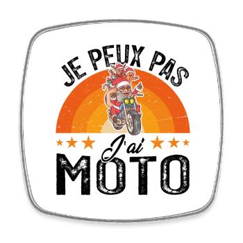 Je Peux Pas J'ai Moto Motard Cadeau de Noël - Magnet carré - blanc - Devant