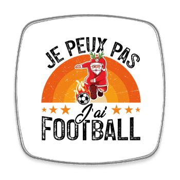 Je Peux Pas J'ai Foot cadeau de noël - Magnet carré - blanc - Devant