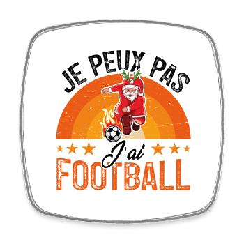 Je Peux Pas J'ai Foot cadeau de noël - Magnet carré - blanc - Devant