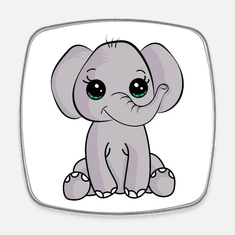 Bébé éléphant - Magnet carré - blanc