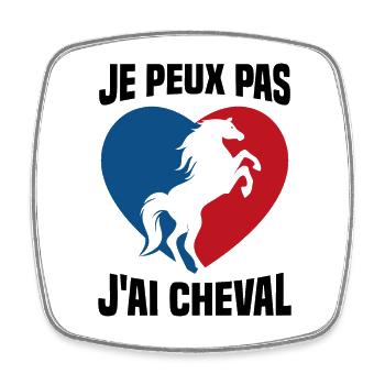 Je Peux Pas J'ai Cheval Vintage Cœur Cadeau - Magnet carré - blanc - Devant