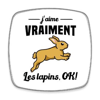 J'aime vraiment les Lapins OK - Magnet carré - blanc - Devant