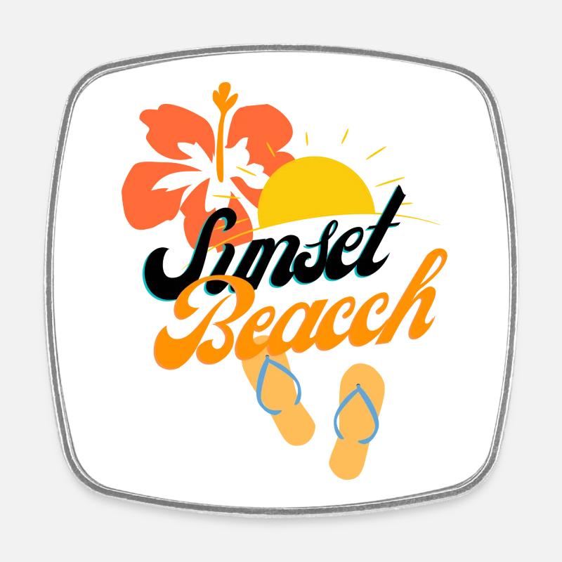 sunset beach - Magnet carré - blanc
