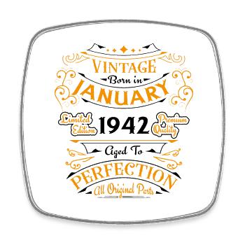 Vintage né en Janvier 1942 Cadeau D'anniversaire - Magnet carré - blanc - Devant