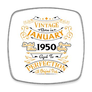 Vintage né en Janvier 1950 Cadeau D'anniversaire - Magnet carré - blanc - Devant
