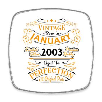 Vintage né en Janvier 2003 Cadeau D'anniversaire - Magnet carré - blanc - Devant