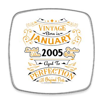 Vintage né en Janvier 2005 Cadeau D'anniversaire - Magnet carré - blanc - Devant