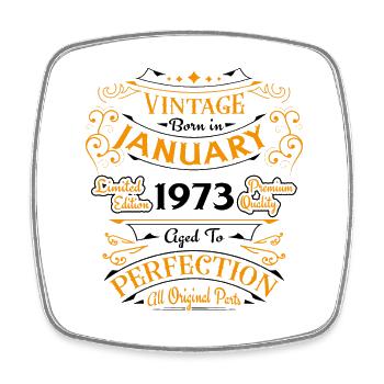 Jahrgang Januar 1973 Geburtstagsgeschenk - Viereckiger Kühlschrankmagnet - Weiß - Vorne
