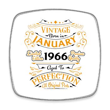 Vintage Born in January 1966 Gift from anniversair - Square fridge magnet - white - Front