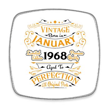 Vintage Nées En Janvier 1968 Cadeau D'anniversaire - Magnet carré - blanc - Devant