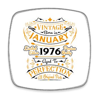 Vintage Nées En Janvier 1976 Cadeau D'anniversaire - Magnet carré - blanc - Devant