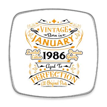 Vintage Nées En Janvier 1986 Cadeau D'anniversaire - Magnet carré - blanc - Devant