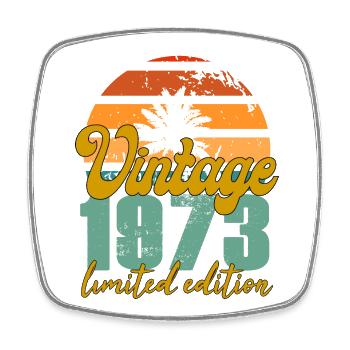 Vintage 1973 52nd Birthday Gift Idea - Square fridge magnet - white - Front