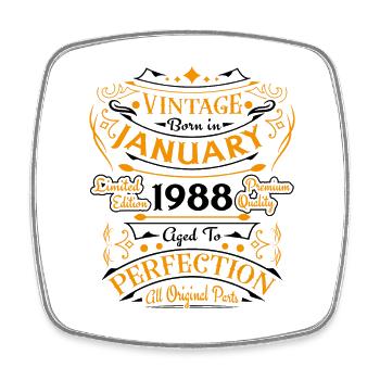 Vintage Nées En Janvier 1988 Cadeau D'anniversaire - Magnet carré - blanc - Devant