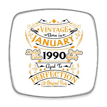 Vintage Nées En Janvier 1990 Cadeau D'anniversaire - Magnet carré - blanc - Devant
