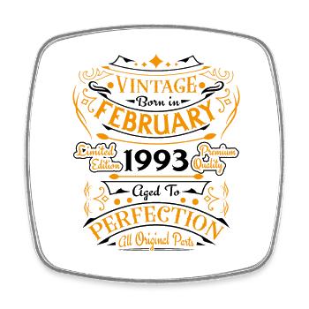 Vintage Nées En Février 1993 Cadeau D'anniversaire - Magnet carré - blanc - Devant