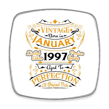 Vintage Nées En Janvier 1997 Cadeau D'anniversaire - Magnet carré - blanc - Devant