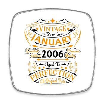 Vintage Nées En Janvier 2006 Cadeau D'anniversaire - Magnet carré - blanc - Devant