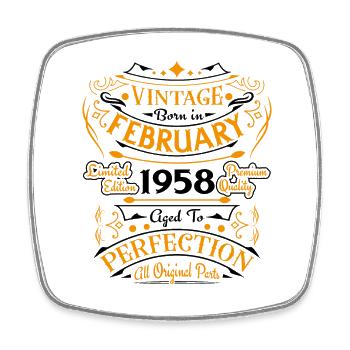 Vintage Nées En Février 1958 Cadeau D'anniversaire - Magnet carré - blanc - Devant