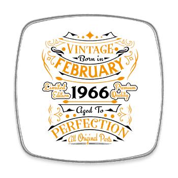 Vintage Nées En Février 1966 Cadeau D'anniversaire - Magnet carré - blanc - Devant