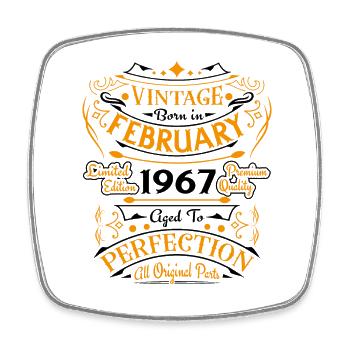 Vintage Nées En Février 1967 Cadeau D'anniversaire - Magnet carré - blanc - Devant