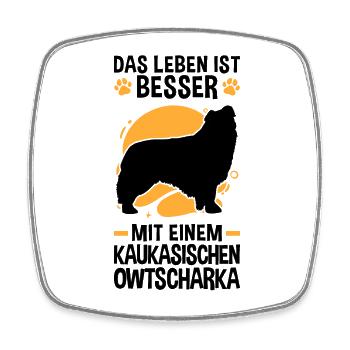 Leben mit Owtscharka Kaukasischer Hund - Viereckiger Kühlschrankmagnet - Weiß - Vorne