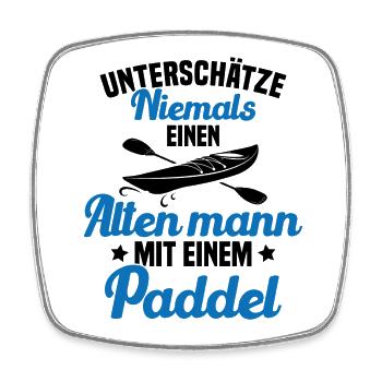 Vieil homme avec pagaie Humour Cadeau - Magnet carré - blanc - Devant