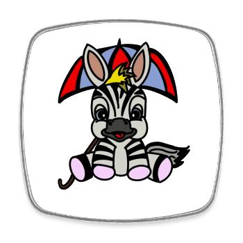 Zebra unter Regenschirm Cartoon - Viereckiger Kühlschrankmagnet - Weiß - Vorne
