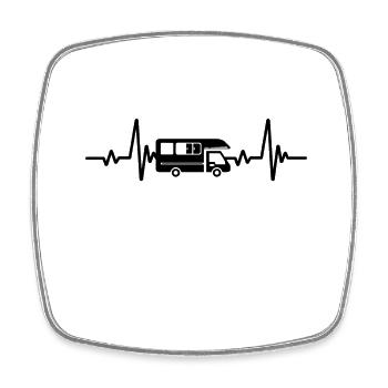 Heartbeat Camping-Wohnwagen - Viereckiger Kühlschrankmagnet - Weiß - Vorne