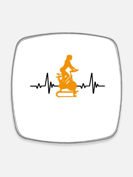 Heart rate Indoor cycling - Square fridge magnet - white