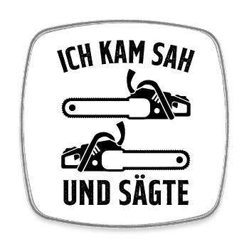 Kettensäge Holzfäller Förster - Viereckiger Kühlschrankmagnet - Weiß - Vorne