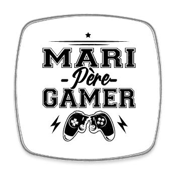 Mari Père Gamer Jeux Vidéo Fête Des Pères Cadeau - Magnet carré - blanc - Devant