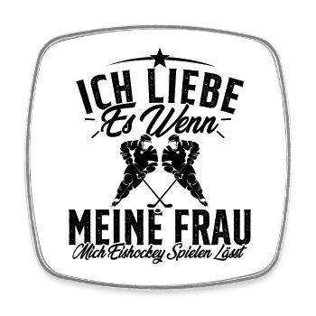 Ich Liebe Meine Frau Eishockey Eishockeyspieler - Viereckiger Kühlschrankmagnet - Weiß - Vorne