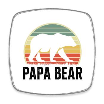 Papa Bear Proud Daddy Proud Dad - Square fridge magnet - white - Front