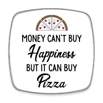 Pizza - Magnet carré - blanc - Devant