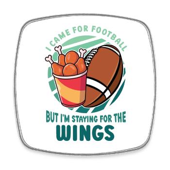 Gekommen für Football bleiben wegen Chicken Wings - Viereckiger Kühlschrankmagnet - Weiß - Vorne