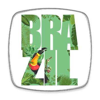 Brazilien - Viereckiger Kühlschrankmagnet - Weiß - Vorne