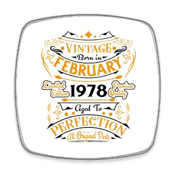 Vintage Nées En Février 1978 Cadeau D'anniversaire - Magnet carré - blanc - Devant