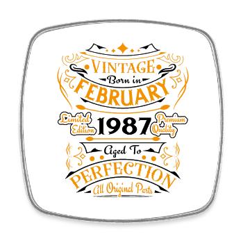 Vintage Nées En Février 1987 Cadeau D'anniversaire - Magnet carré - blanc - Devant
