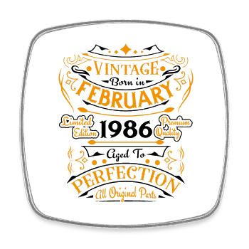 Vintage Nées En Février 1986 Cadeau D'anniversaire - Magnet carré - blanc - Devant