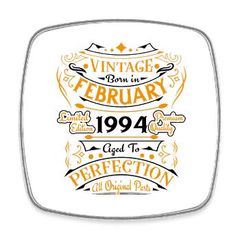 Vintage geboren im Februar 1994 Geburtstagsgeschenk - Viereckiger Kühlschrankmagnet - Weiß - Vorne