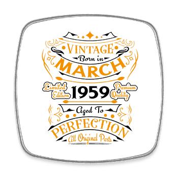 Vintage Nées En Mars 1959 Cadeau D'anniversaire - Magnet carré - blanc - Devant