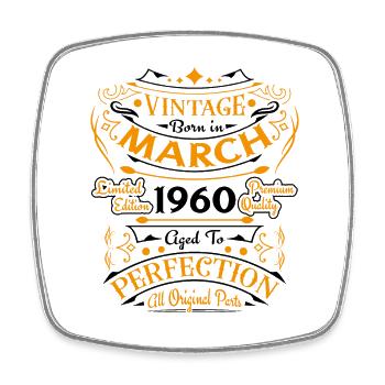Vintage Nées En Mars 1960 Cadeau D'anniversaire - Magnet carré - blanc - Devant