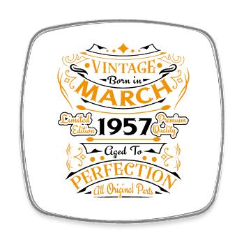 Vintage Nées En Mars 1957 Cadeau D'anniversaire - Magnet carré - blanc - Devant