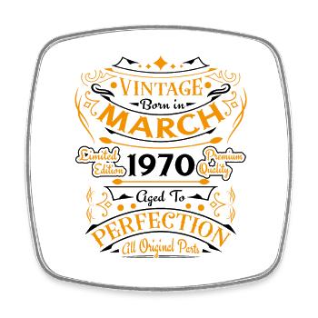 Vintage Nées En Mars 1970 Cadeau D'anniversaire - Magnet carré - blanc - Devant
