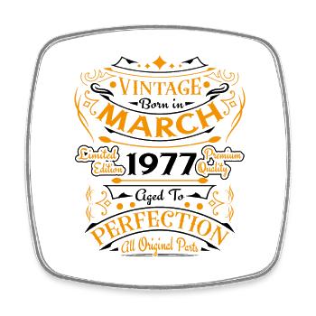 Vintage Nées En Mars 1977 Cadeau D'anniversaire - Magnet carré - blanc - Devant