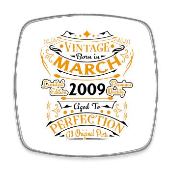 Vintage Nées En Mars 2009 Cadeau D'anniversaire - Magnet carré - blanc - Devant