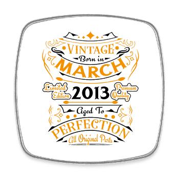 Vintage Nées En Mars 2013 Cadeau D'anniversaire - Magnet carré - blanc - Devant